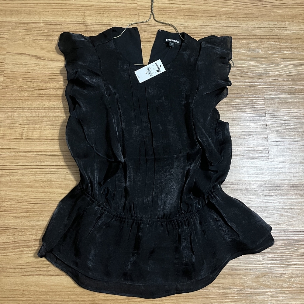 Express Pleated Ruffle Peplum Top - New with Tags